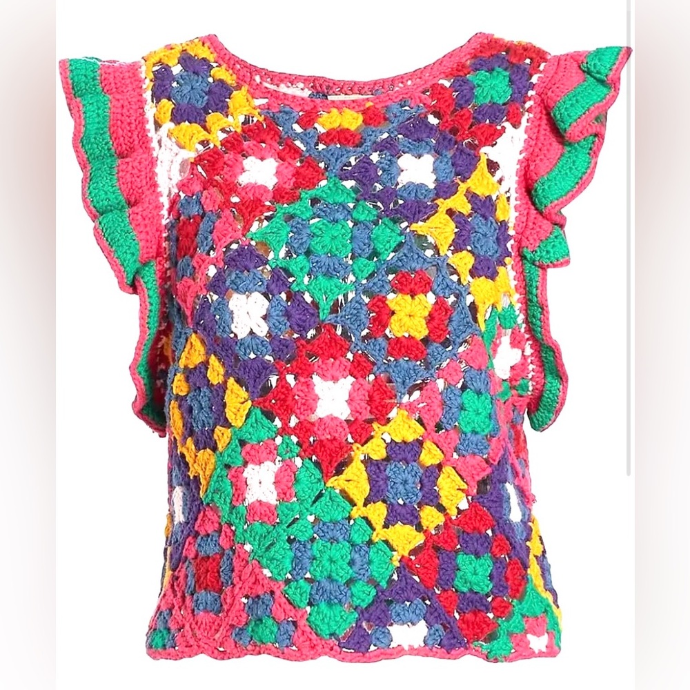 FARM Rio Multicolor Crochet Square Vest/top
Size L